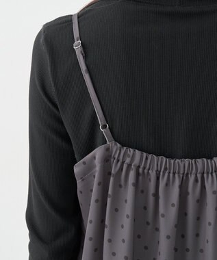 earth music&ecology アソートサテンキャミワンピース ドットグレー