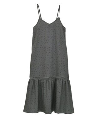 earth music&ecology アソートサテンキャミワンピース ドットグレー