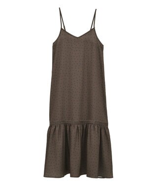 earth music&ecology アソートサテンキャミワンピース ドットブラウン