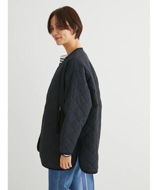 Green Parks キルティングノーカラーブルゾン Dark Navy