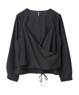 Green Parks レイヤード風ビスチェブラウス Charcoal Gray