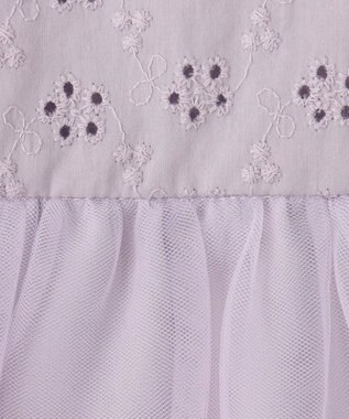 ANY KIDS チュールドッキングTシャツ ホワイト×ラベンダー