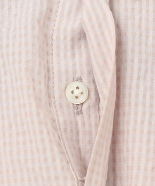 J.PRESS LADIES S 【洗える】アセテートレーヨンコットンチェック シャツカラー ブラウス ピンク×シルバー