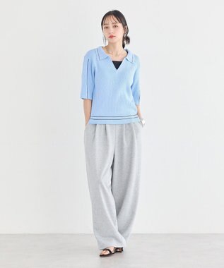 earth music&ecology レースレイヤード風スウェットパンツ Gray Mixture