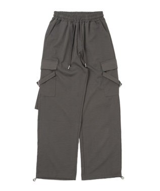 WEGO 【ウエストゴム】サイドベルトカーゴパンツ ブラック中濃色