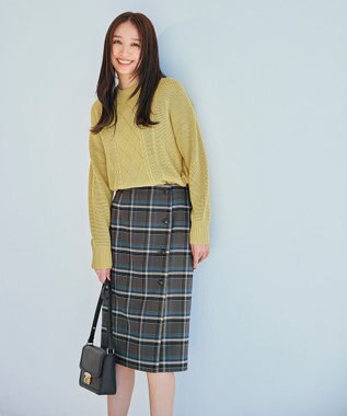 ANY SIS 【洗える】スフレハイネックケーブル ニット ライトイエロー