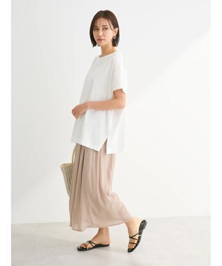 Green Parks インド綿 フレンチスリーブ前後差カットプルオーバー Off White