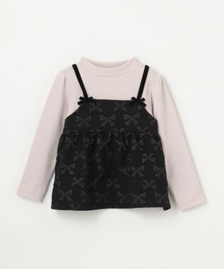 ANY KIDS 総柄リボンドッキングチュニック ブラック