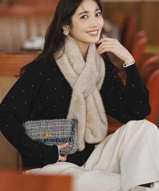 23区 L 【WEB＆一部店舗限定カラーあり/滝沢眞規子さん着用】クリスタルホットフィット ニット ブラック系