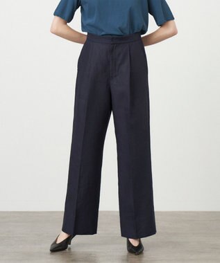ATON LINEN WEATHER | タックパンツ NAVY