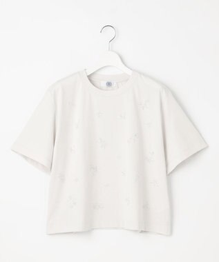 J.PRESS LADIES 【洗える】スパンコール Ｔシャツ グレージュ系