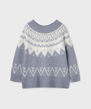 GRACE CONTINENTAL フェアアイルニットトップ ブルー