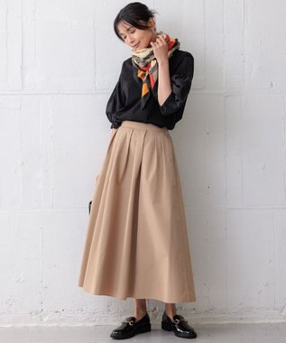 23区 【新色追加/洗える】スムースデザイン パフスリーブ カットソー ブラック系