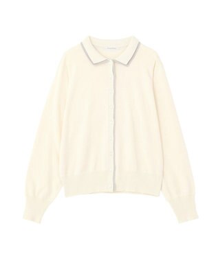 Green Parks ここちニット衿付き配色プルオーバー Ecru