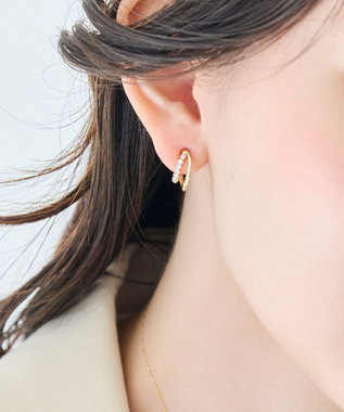 Phoebe 〈アレルギー対応〉ブリリアントダブルフープセラミックピアス　ゴールド