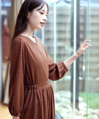 Tiaclasse 【洗える・新色追加】パフスリーブプリーツワンピース テラコッタ