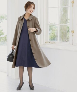 Tiaclasse L 【ウール90％】ステンカラープリンセスウールコート モカ