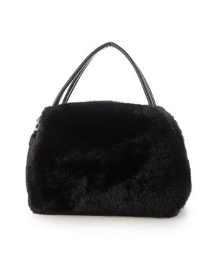 UNBILLION カシュカシュ cachecache / ミンク風エコファー2wayボックストート ブラック