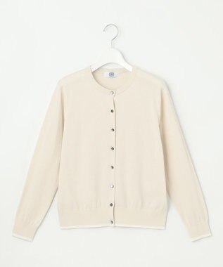 J.PRESS LADIES BASIC HT COTTON クルーネック カーディガン ライトベージュ系