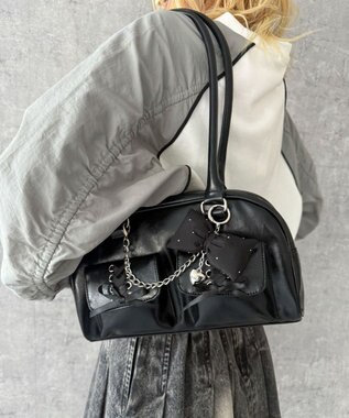 WEGO レースアップボストンバッグ ブラック