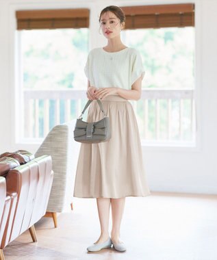 Tiaclasse パニエ付きフレアスカート ベージュ