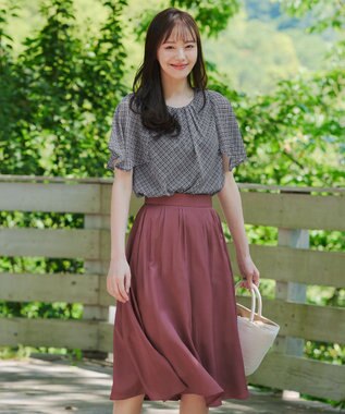 Tiaclasse パニエ付きフレアスカート ピンク