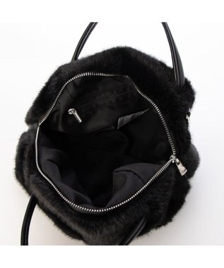 UNBILLION カシュカシュ cachecache / ミンク風エコファー2wayボックストート ブラック