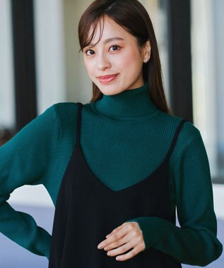 Tiaclasse L 【新色追加・洗える】リブタートルニット グリーン