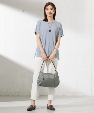 J.PRESS LADIES メタルコンビマーブル ネックレス ネイビー系