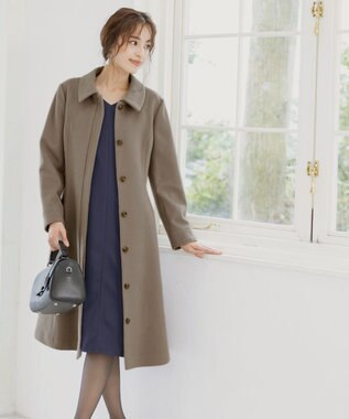 Tiaclasse L 【ウール90％】ステンカラープリンセスウールコート モカ