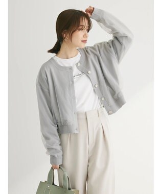 Green Parks ・ＥＬＥＮＣＡＲＥ　ＤＵＥ　２ｗａｙチュールレイヤーカーデ Gray