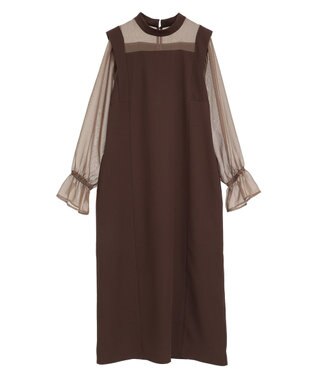 CRAFT STANDARD BOUTIQUE シアー切替えワンピース Brown