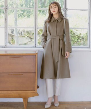 Tiaclasse L 【ウール90％】ステンカラープリンセスウールコート モカ