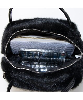 UNBILLION カシュカシュ cachecache / ミンク風エコファー2wayボックストート ブラック