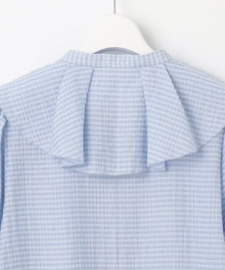 Feroux 【洗える】ラッフルフリル ブラウス スカイブルー系