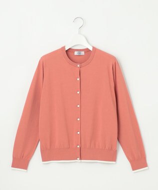 J.PRESS LADIES BASIC HT COTTON クルーネック カーディガン ローズピンク系
