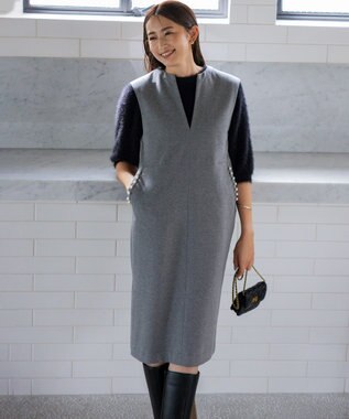 組曲 ナイロンファー半袖プルオーバー ブラック系