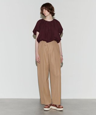 NAVE 【Nave 　洗える・接触冷感】クロップドジャージーブラウス ワイン系