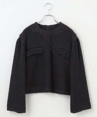 #Newans 【セットアップ可能】ワイドスリーブツイードプルオーバー ブラック