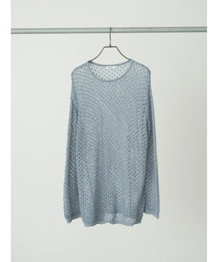 earth music&ecology メッシュ編みニットプルオーバー Grayish Blue