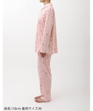 WACOAL ワコール_リラックス＆スリープ パジャマ 長袖 長ズボン 綿100％(本体) 薄手ニット素材 上下セット 前開き 春 秋 ミントン NDX500 /ワコール ピンク