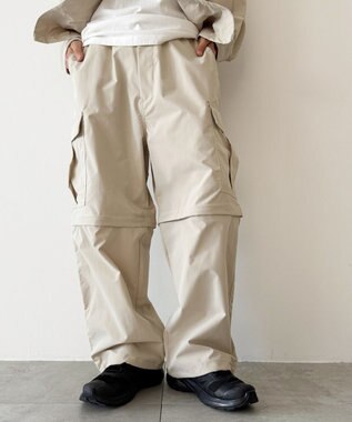 WEGO 【セットアップ対応ITEM】2WAYリップストップカーゴパンツ ベージュ
