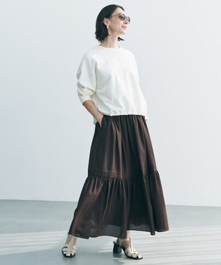 UNFILO エアリー ギャザースカート ブラウン