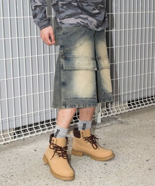 WEGO スウィッチングデニムカーゴショーツ デニム淡加工色