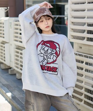 WEGO 【ユニセックス着用ITEM/MLサイズ展開】別注NEW　JACKジャガードニットプルオーバー ホワイトアイボリー