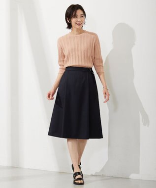 J.PRESS LADIES 【セットアップ対応・洗える・UVケア・速乾】 OXIJEWELストレッチ スカート ネイビー系