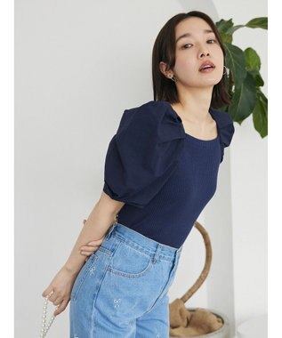 Green Parks ・ＡＮＤ　ＳＥＡＲＣＨ　布帛スリーブニットプルオーバー Navy