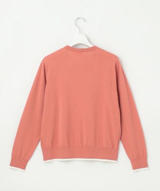 J.PRESS LADIES BASIC HT COTTON クルーネック カーディガン ローズピンク系