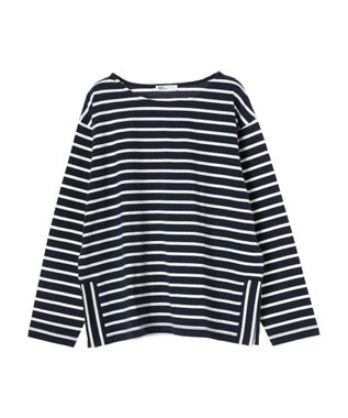 CRAFT STANDARD BOUTIQUE ボーダーサイドスリットプルオーバー Border Black