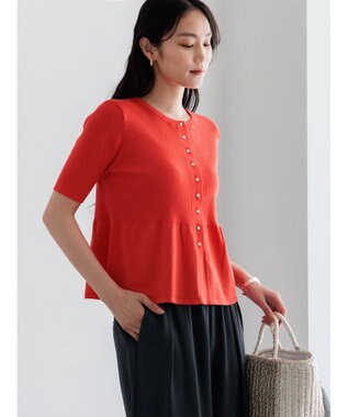 Te chichi ペプラムハーフスリーブニット